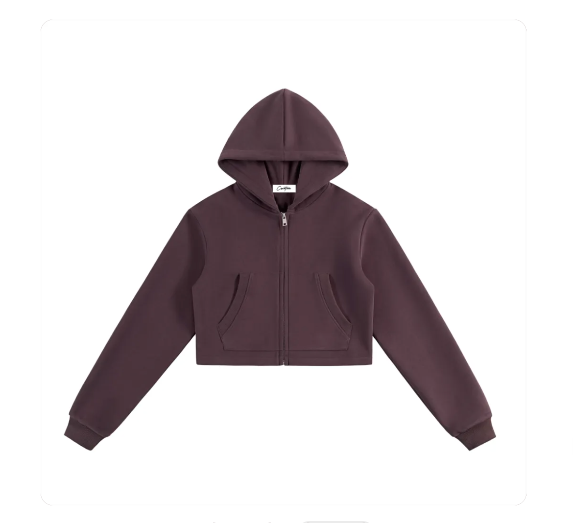 Essential Cropped Zip-Up Hoodie