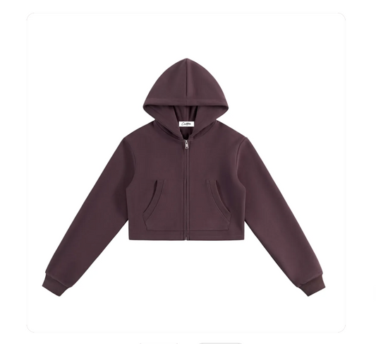 Essential Cropped Zip-Up Hoodie
