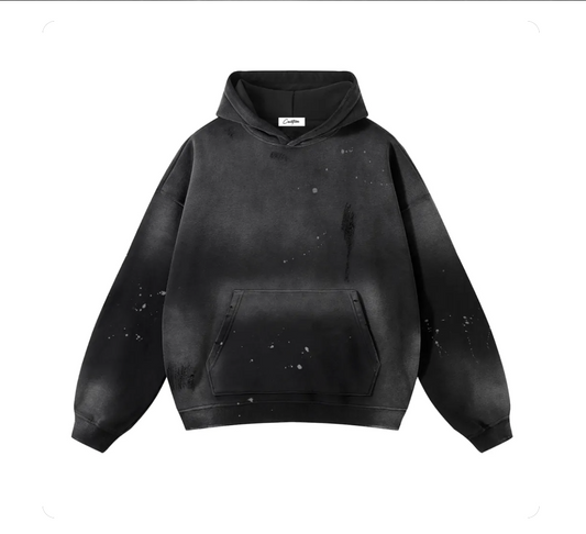 Vintage Washed Frayed Fleece Hoodie