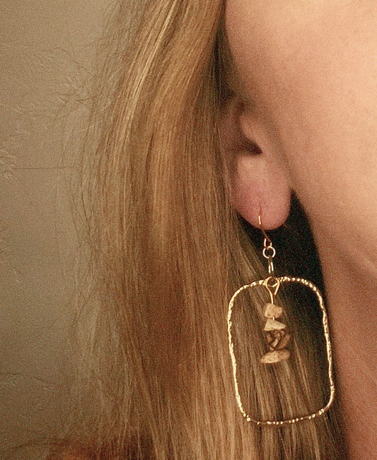 Golden Solstice Framed Gemstone Earrings