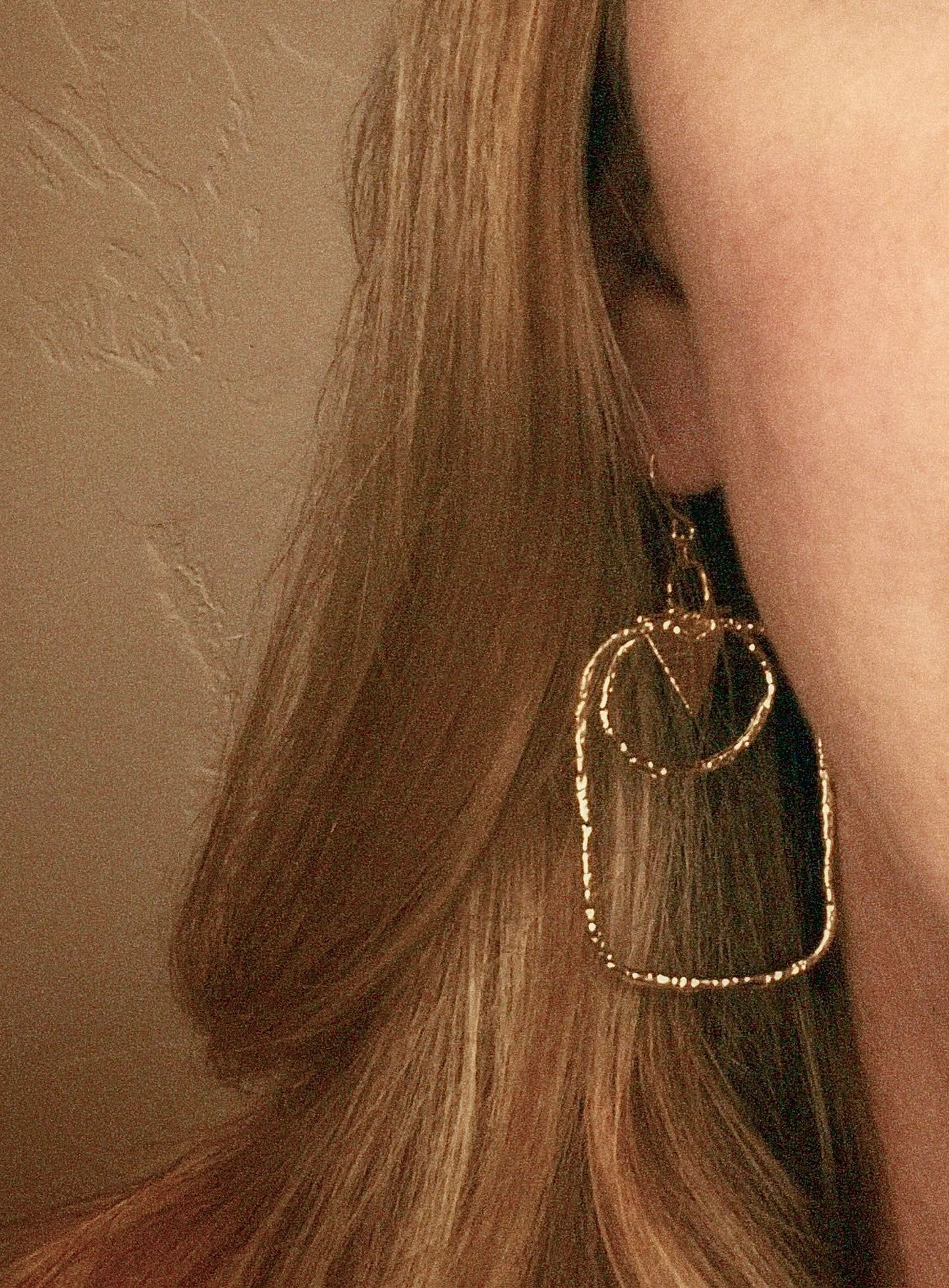 Hammered Geometric Openwork Gold Dangles