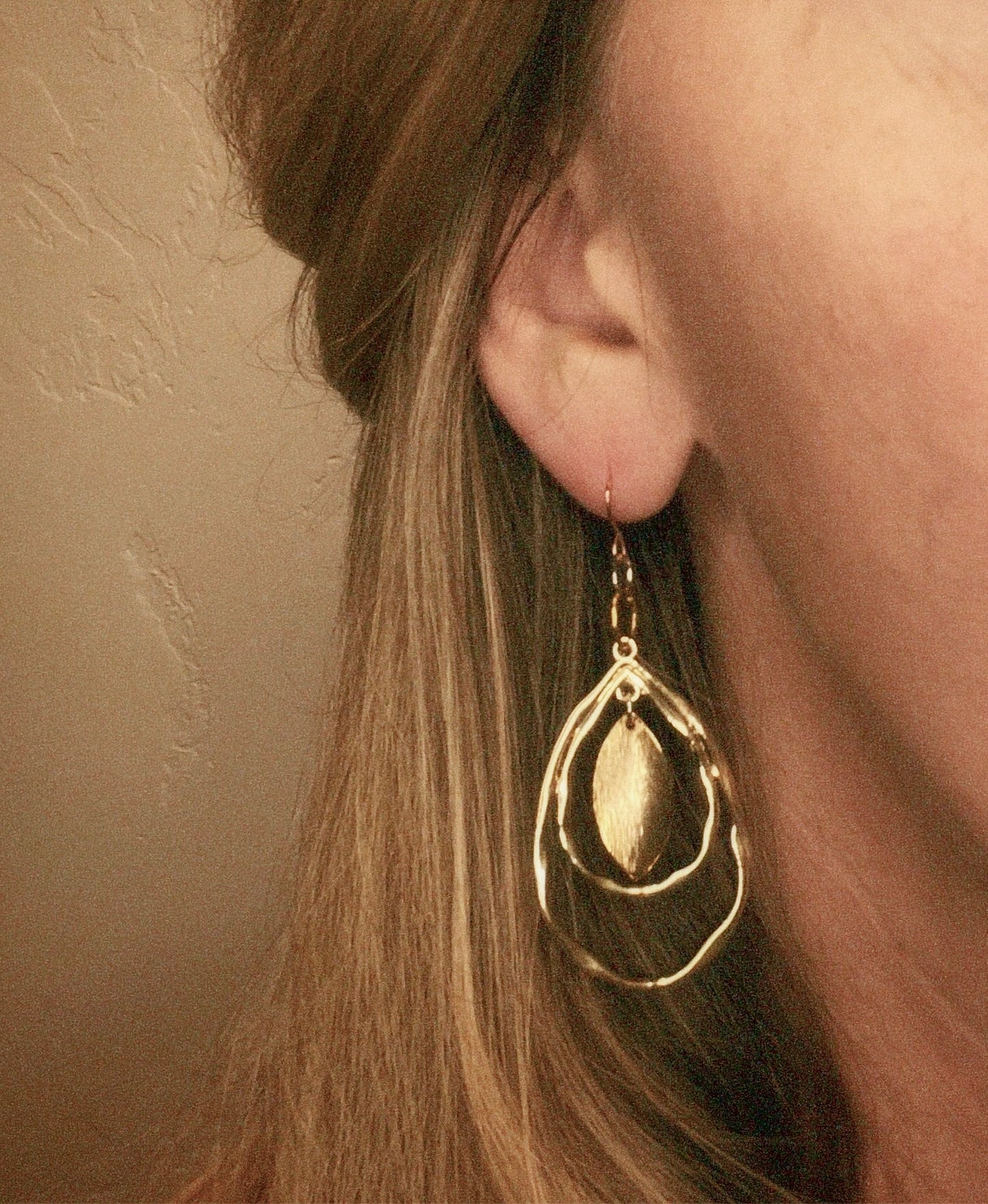 Golden Cascade Layered Teardrop Earrings