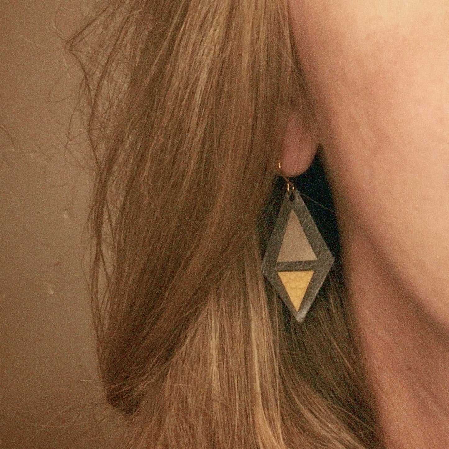 Geometric Inlaid Leather Diamond Dangles