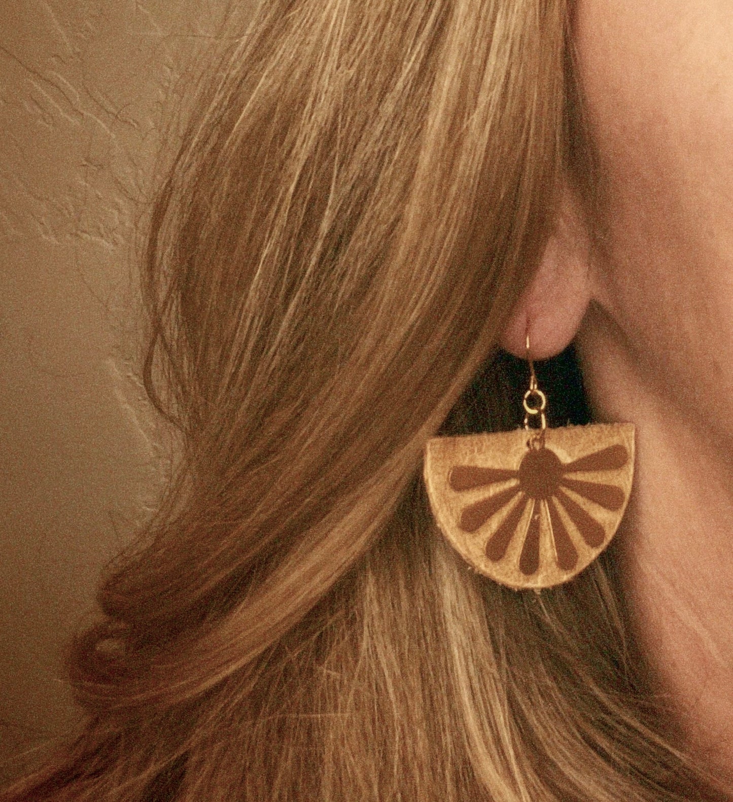 Golden Sunburst Leather Dangles