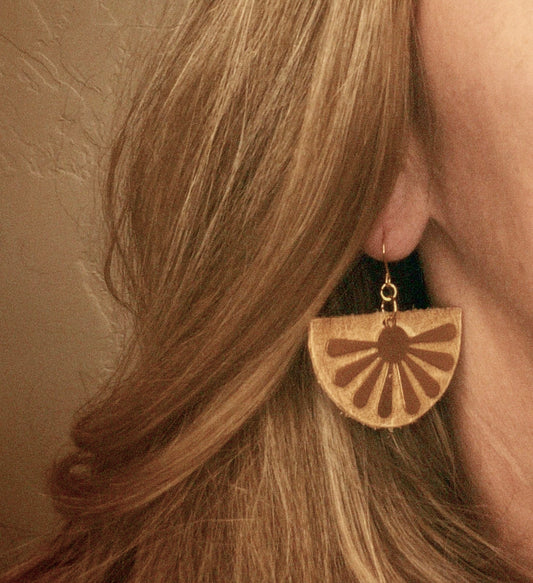 Golden Sunburst Leather Dangles