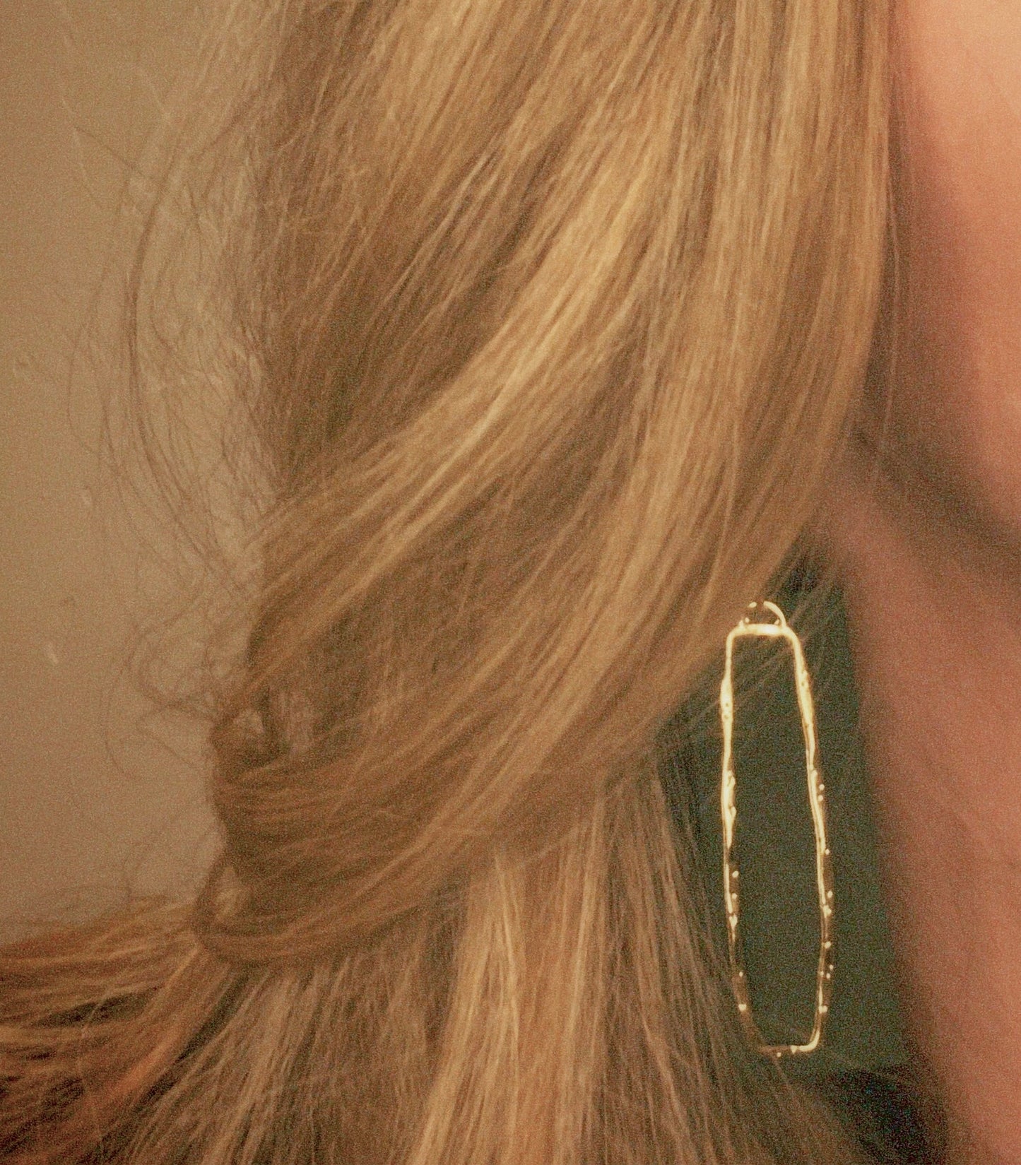 Hammered Gold & Leather Rectangle Dangles