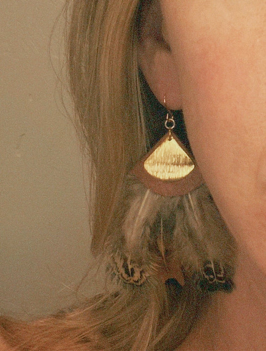 November Hearth Leather & Feather Dangles