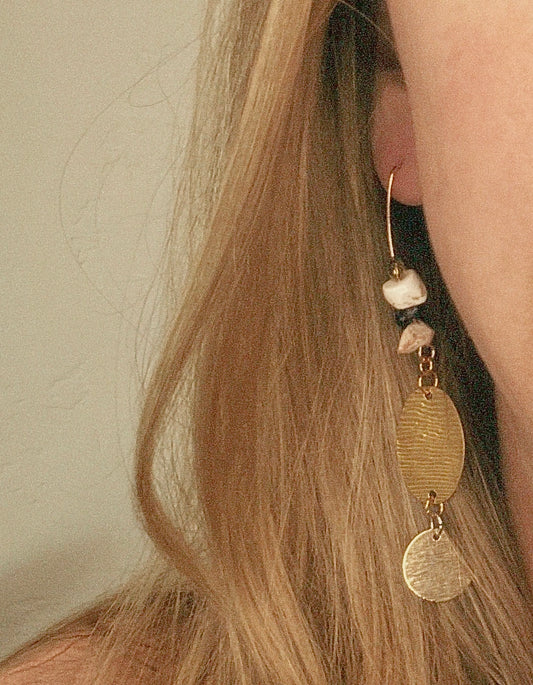 Cascading Horizon Mixed Metal & Natural Stone Dangles