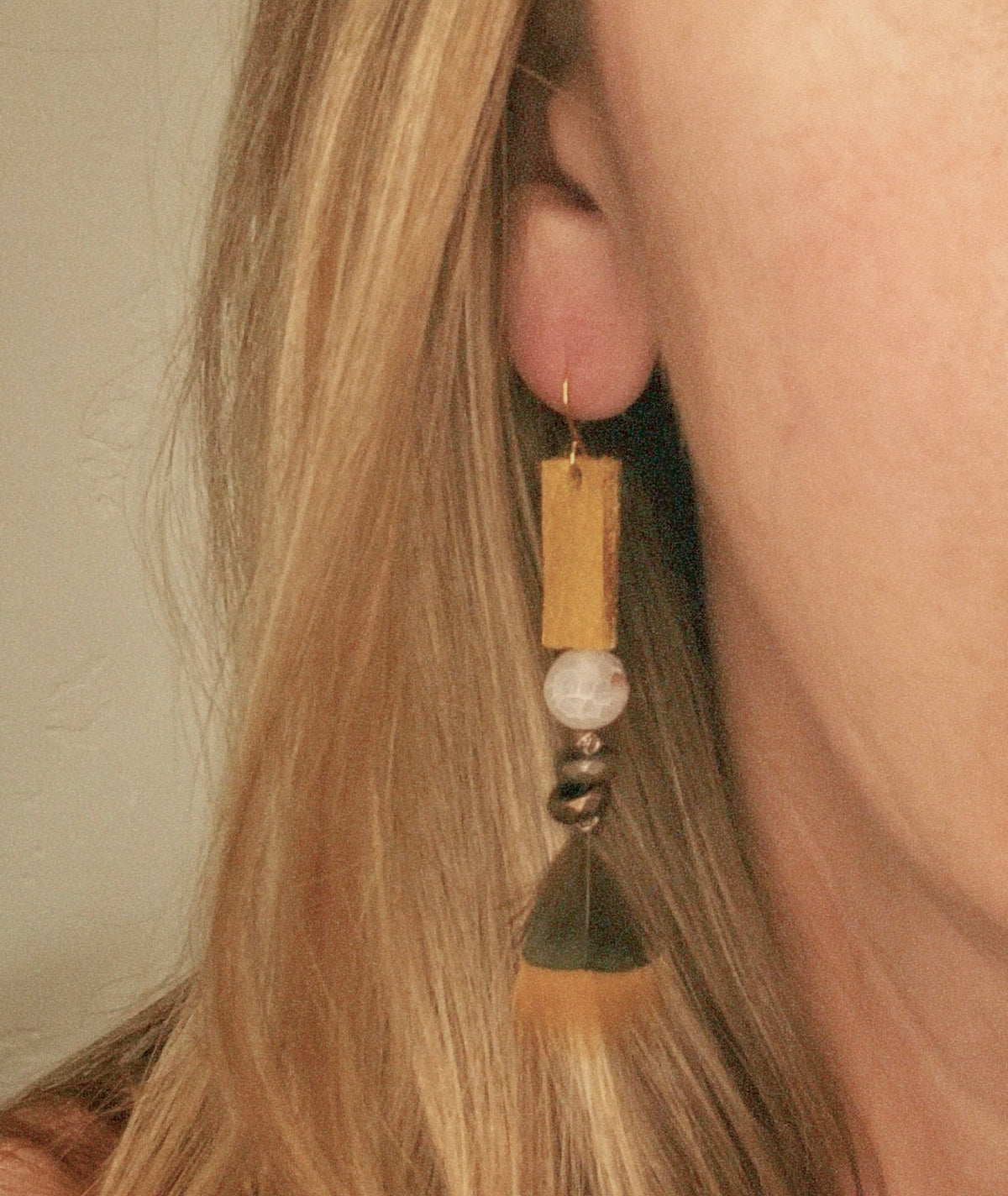 Frost Stone & Feather Linear Dangles