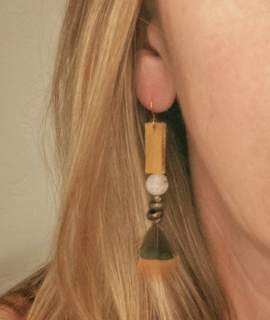 Frost Stone & Feather Linear Dangles