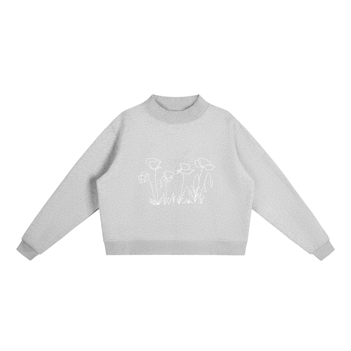 Essential Floral Fleece Mock-Neck Crew Sweatshirt