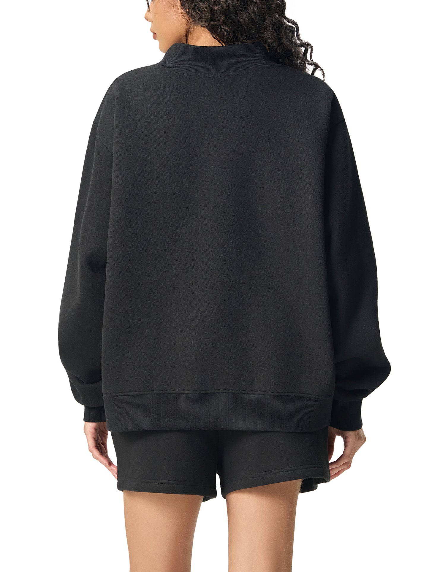 Essential Floral Fleece Mock-Neck Crew Sweatshirt